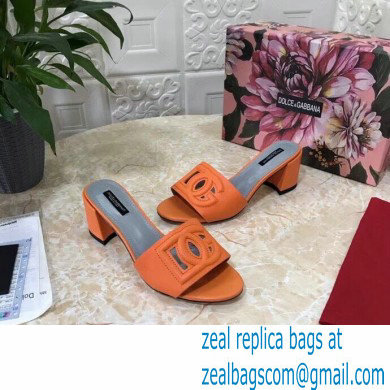 Dolce  &  Gabbana Heel 6.5cm Calfskin Mules Orange With DG Millennials Logo 2021